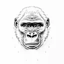 gorilla head partly skull face tattoo design idea
