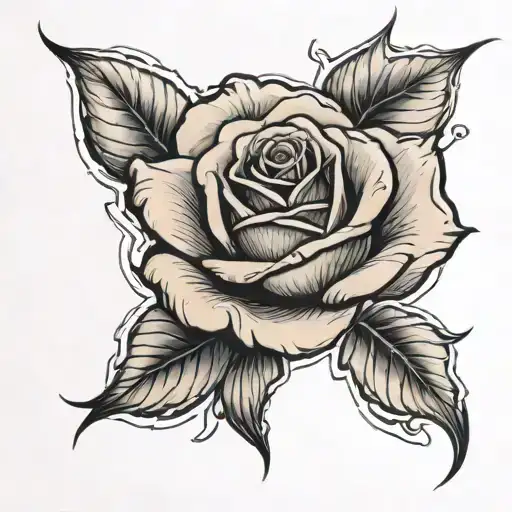 single rose with a be and a ray of sun light and white wave tattoo design idea