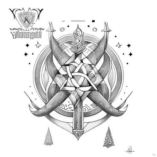 Yggdrasil avec des runes nordiques et une épée. Le tout sous forme d'arbre. Avec le symbole de l'ahnenerbe. tattoo design idea
