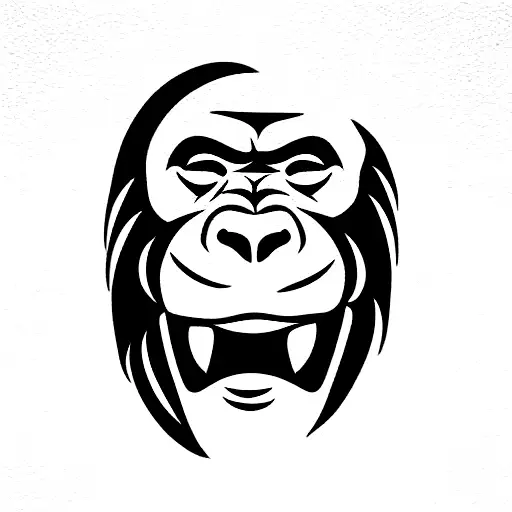 gorilla teeth jaw outline tattoo design idea