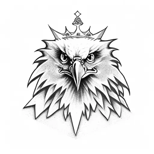 eagle with crown in its talons tattoo design idea