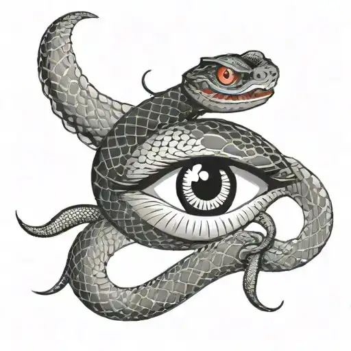 eye and a snake wrapped tattoo design idea