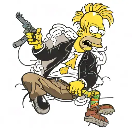 homer simpson in style of basquiat tattoo design idea