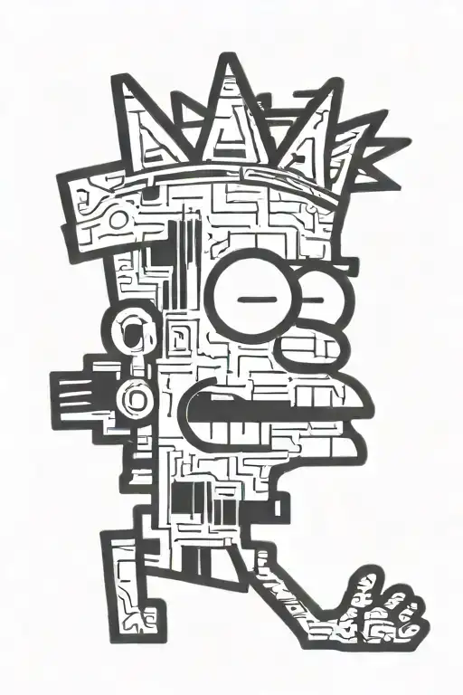 homer simpson in style of basquiat crown tattoo design idea