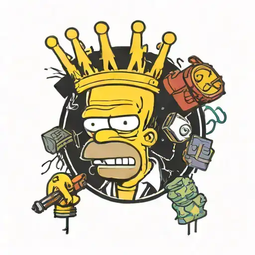 homer simpson basquiat crown tattoo design idea