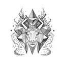 A Leo and Capricorn constellation merged into a mythical creature tattoo design idea