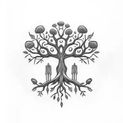 Tree of Life and a skull tattoo design idea