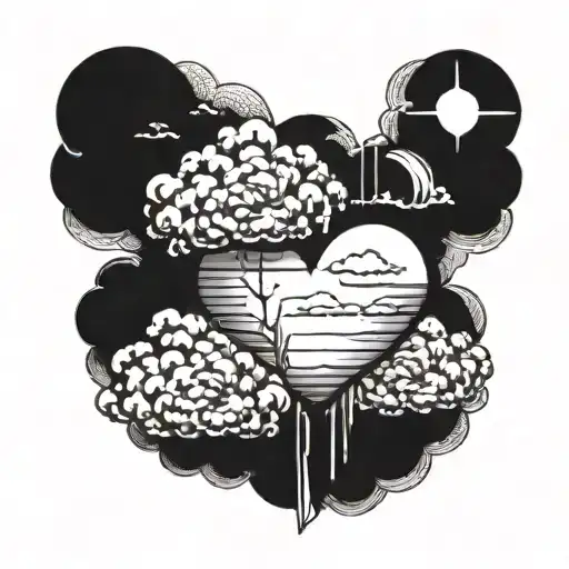 Heartbreak, little love with cloud shades tattoo design idea