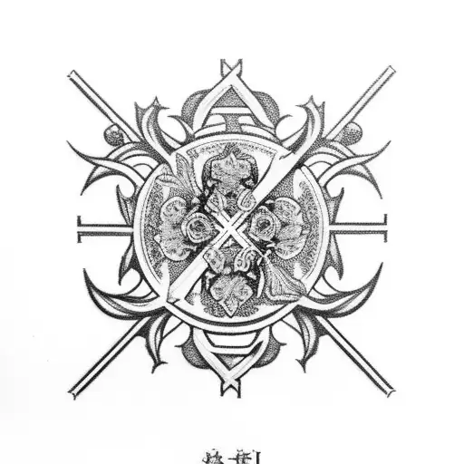  saint cross with roses tattoo design idea