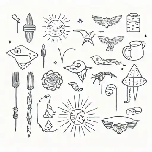small tattoo humor elements scattered throughout tattoo design idea