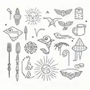 small tattoo humor elements scattered throughout tattoo design idea