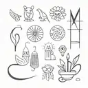 small tattoo humor elements scattered throughout tattoo design idea