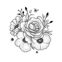 June and October flower bouquet with wildflowers tattoo design idea