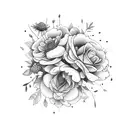 June and October flower bouquet with wildflowers tattoo design idea
