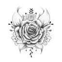 June and October flower bouquet with wildflowers tattoo design idea