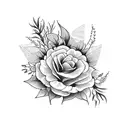 June and October flower bouquet with wildflowers tattoo design idea