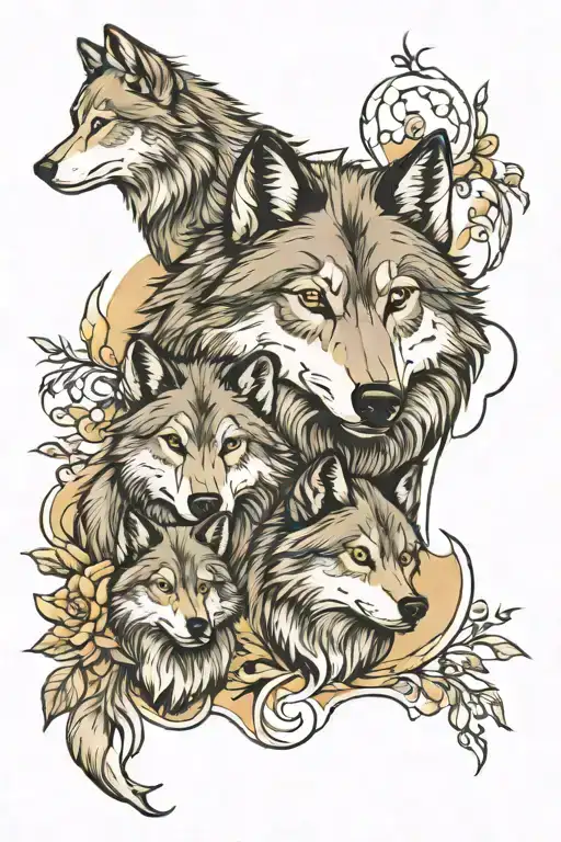wolf Family 5 tattoo design idea