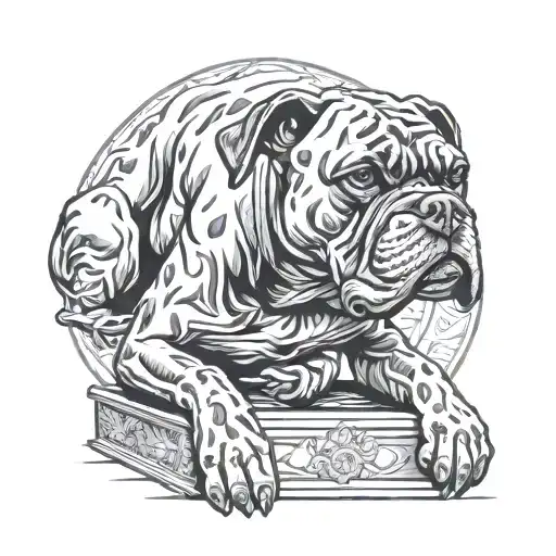 resting boxer statue  tattoo design idea