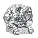 resting boxer statue  tattoo design idea