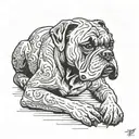 resting boxer statue  tattoo design idea