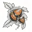 oak acorn tattoo design idea