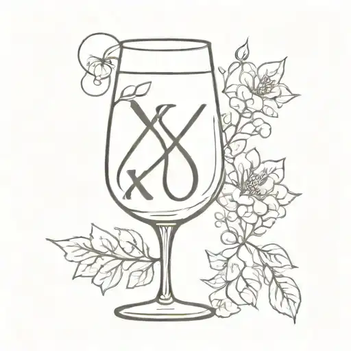 xo wine glass filled tattoo design idea