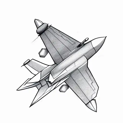 Paper plane but the shadow of the paper plane is instead an f16 tattoo design idea