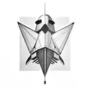 Paper plane but the shadow is an f16 tattoo design idea