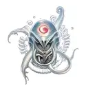 baby xenomorph floating in ooze outli e tattoo design idea