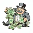 monopoly man running fat stacks of cash from a bank  tattoo design idea