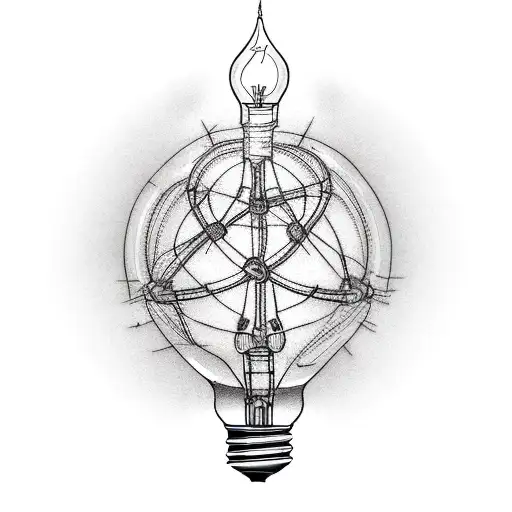 lightbulb and needle tattoo design idea