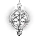 lightbulb and needle tattoo design idea