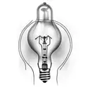 lightbulb and needle tattoo design idea