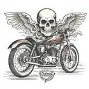 skull on sports bike very fast tattoo design idea
