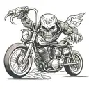 skull on sports bike very fast tattoo design idea