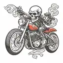 skull on sports bike very fast tattoo design idea