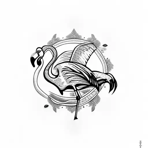 flamingo wearing a vest tattoo design idea