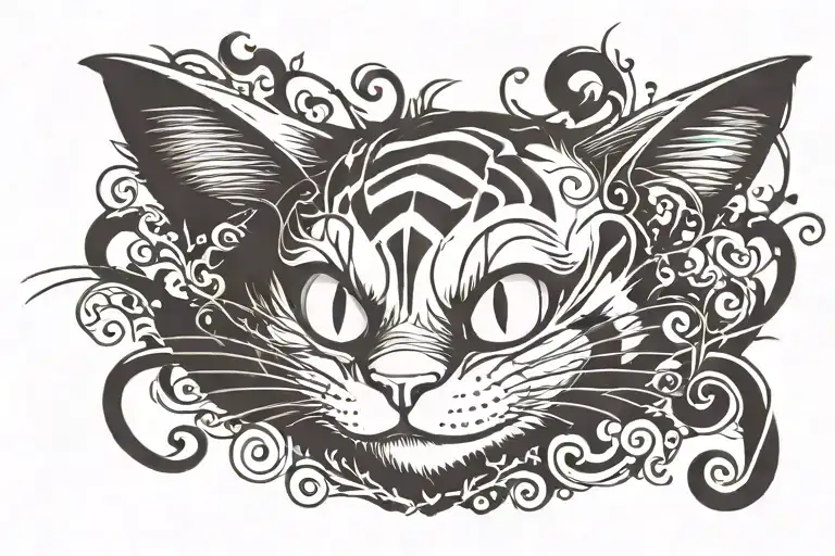 cheshire cat silhouette burton style tattoo design idea