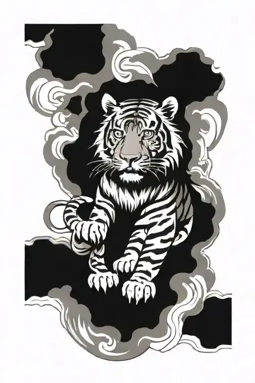 asian tiger lion  tattoo design idea