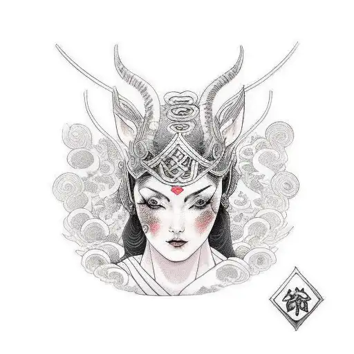 Norse godess Freya looking sexy tattoo design idea