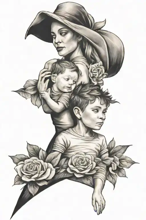 mother and son tattoo design idea