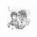 An abstract representation of the bond between Daughter Kayleigh and Son Thomas tattoo design idea