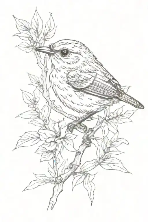 wren in a stamp tattoo design idea