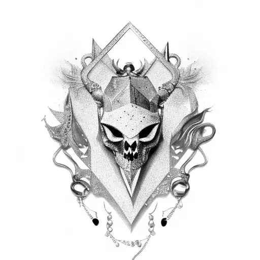 A stylish black-grey dagger surrounded by shimmering bijoux tattoo design idea