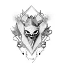 A stylish black-grey dagger surrounded by shimmering bijoux tattoo design idea