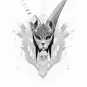 A stylish black-grey dagger surrounded by shimmering bijoux tattoo design idea