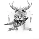 A stylish black-grey dagger surrounded by shimmering bijoux tattoo design idea