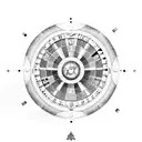 A roulette wheel with intricate blackwork details tattoo design idea