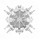 A roulette wheel with intricate blackwork details tattoo design idea