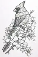 cardinal with azaleas   tattoo design idea
